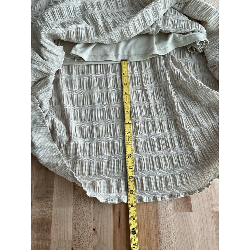 Piper & Scoot Midi Dress Crinkle Ruched Mini Gingham Print Beige White Plus 1X - Picture 11 of 12